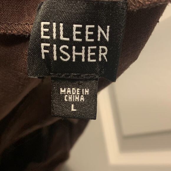 Eileen Fisher Women's Cropped Linen Pants Size L Brown Euro Summer Fall Vacation - Picture 5 of 6